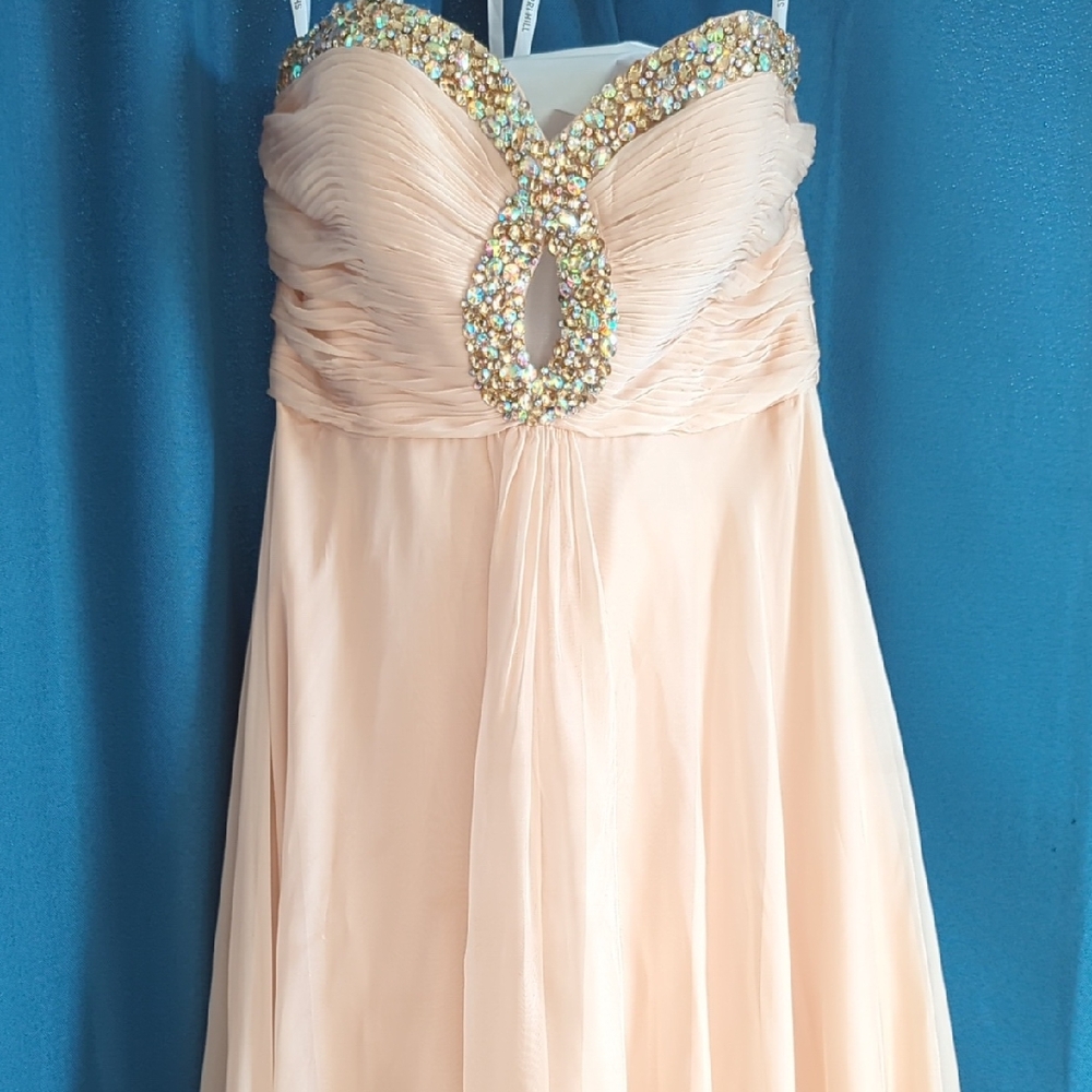 Sherri Hill Strapless Dress in Blush with Aurora Embellished Bodice